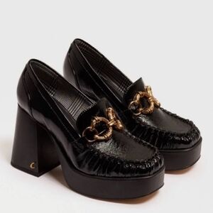 NEW Circus NY by Sam Edelman Susie Platform Block Heel Loafers Black Loafers 9.5